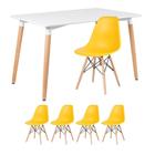 KIT - Mesa de jantar retangular Eames 80 x 120 cm branco + 4 cadeiras Eiffel DSW