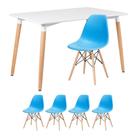 KIT - Mesa de jantar retangular Eames 80 x 120 cm branco + 4 cadeiras Eiffel DSW