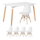 KIT - Mesa de jantar retangular Eames 80 x 120 cm branco + 4 cadeiras Eiffel DSW