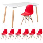 KIT - Mesa de jantar retangular Eames 80 x 120 cm branco + 6 cadeiras Eiffel DSW