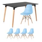 KIT - Mesa de jantar retangular Eames 80 x 120 cm preto + 4 cadeiras Eiffel DSW