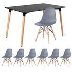 KIT - Mesa de jantar retangular Eames 80 x 120 cm preto + 6 cadeiras Eiffel DSW