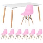 KIT - Mesa de jantar retangular Eames 80 x 140 cm branco + 6 cadeiras Eiffel DSW