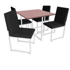 Kit Mesa de Jantar Thales com 4 Cadeiras Sttan Ferro Branco Tampo Rose Rosa material sintético Preto - Ahazzo Móveis