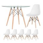 KIT - Mesa de vidro Eames 100 cm + 5 cadeiras Eiffel DSW