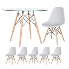 KIT - Mesa de vidro Eames 100 cm + 5 cadeiras Eiffel DSW