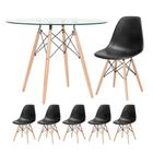 KIT - Mesa de vidro Eames 100 cm + 5 cadeiras Eiffel DSW