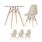 KIT - Mesa de vidro Eames 70 cm + 3 cadeiras Eiffel DSW