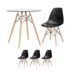 KIT - Mesa de vidro Eames 70 cm + 3 cadeiras Eiffel DSW