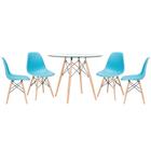 KIT - Mesa de vidro Eames 90 cm + 4 cadeiras Eiffel DSW