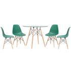 KIT - Mesa de vidro Eames 90 cm + 4 cadeiras Eiffel DSW