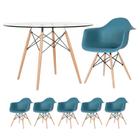 KIT - Mesa Eames com tampo de vidro 120 cm + 5 cadeiras Eiffel DAW