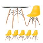 KIT - Mesa Eames com tampo de vidro 120 cm + 5 cadeiras Eiffel DSW