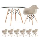 KIT - Mesa Eames com tampo de vidro 120 cm + 6 cadeiras Eiffel DAW