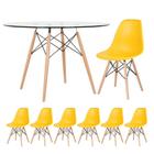 KIT - Mesa Eames com tampo de vidro 120 cm + 6 cadeiras Eiffel DSW