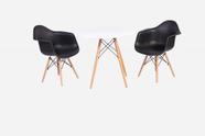 Kit Mesa Eiffel Branca 120cm + 2 Cadeiras Charles Eames Wood - Daw - Com Braços - Design - Preta