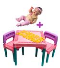 Kit Mesa Infantil 2 Cadeira C/ Baby Reborn Menina 100% Vinil - Tritec e Milk