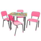 Kit Mesa Infantil com Adesivo 4 Cadeiras Reforçada LG flex Rosa