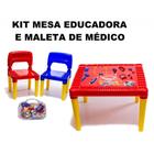 Kit Mesa Infantil Educativa Didática e Maleta Médico Criança