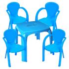 Kit Mesa Infantil Meninos Com Estojo Azul+ 4 Cadeiras Usual