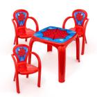 Kit mesa infantil meninos decorada homem teia + 3 cadeiras teia usual