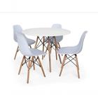 Kit Mesa Jantar Eames Eiffel 80cm + 4 Cadeiras Branca