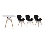 Kit Mesa Jantar Eiffel 80cm Branca + 03 Cadeiras Slim - Preta - Magazine Decor