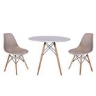 kit Mesa Jantar Eiffel 80cm Branca + 2 Cadeiras Charles Eames - Nude