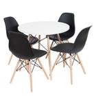 Kit Mesa Jantar Eiffel 90cm Branca 4 Cadeiras Eames Pretas