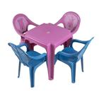 Kit Mesa Mais 2 Cadeiras Rosa e 2 Azul Infantil 58x26cm Teddy
