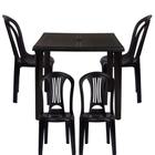 Kit Mesa Plastica Desmontavel 82cm + 4 Cadeiras Bistro em Plastico Preta Mor