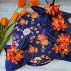 Kit mesa posta azul marinho flor laranja anel base 16pç