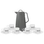 Kit Mesa Posta Garrafa Térmica Cinza 1L Com Xícaras 80ml Para Expresso