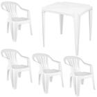 Kit Mesa Quadrada Bela Vista + 4 Cadeiras em Plastico Branca  Mor 