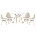 KIT - Mesa redonda Eames 100 cm branco + 4 cadeiras Eiffel DSW