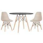 KIT - Mesa redonda Eames 100 cm preto + 2 cadeiras Eiffel DSW