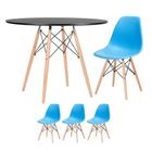 KIT - Mesa redonda Eames 100 cm preto + 3 cadeiras Eiffel DSW