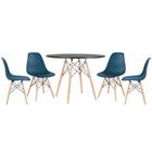 KIT - Mesa redonda Eames 100 cm preto + 4 cadeiras Eiffel DSW