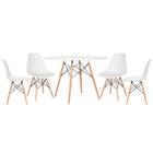 KIT - Mesa redonda Eames 120 cm branco + 4 cadeiras Eiffel DSW