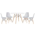 KIT - Mesa redonda Eames 120 cm branco + 4 cadeiras Eiffel DSW
