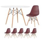 KIT - Mesa redonda Eames 120 cm branco + 5 cadeiras Eiffel DSW