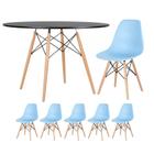 KIT - Mesa redonda Eames 120 cm preto + 5 cadeiras Eiffel DSW