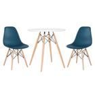 KIT - Mesa redonda Eames 70 cm branco + 2 cadeiras Eiffel DSW