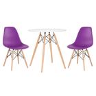 KIT - Mesa redonda Eames 70 cm branco + 2 cadeiras Eiffel DSW