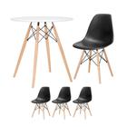 KIT - Mesa redonda Eames 70 cm branco + 3 cadeiras Eiffel DSW