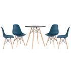 KIT - Mesa redonda Eames 70 cm preto + 4 cadeiras Eiffel DSW