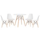 KIT - Mesa redonda Eames 80 cm branco + 4 cadeiras Eiffel DSW