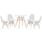 KIT - Mesa redonda Eames 80 cm branco + 4 cadeiras estofadas Eiffel Botonê