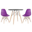 KIT - Mesa redonda Eames 80 cm preto + 2 cadeiras Eiffel DSW