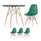 KIT - Mesa redonda Eames 80 cm preto + 3 cadeiras Eiffel DSW